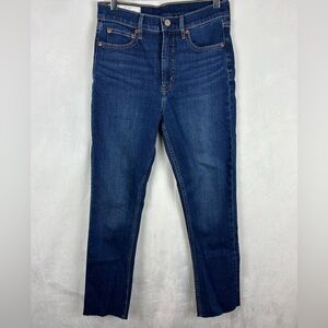 GAP Vintage Slim Straight‎ High Rise Jeans Size 27/4 Dark Indigo Wash Raw Hem